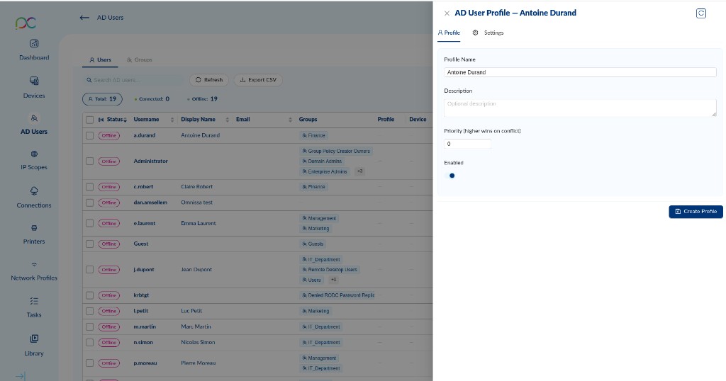 AD User Profile — Profile tab