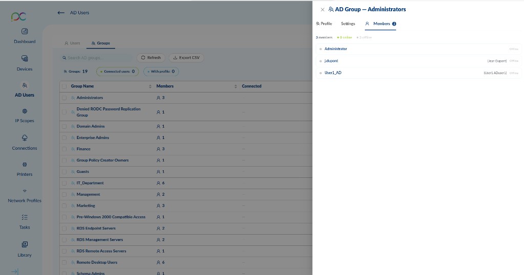 AD Group — Members tab