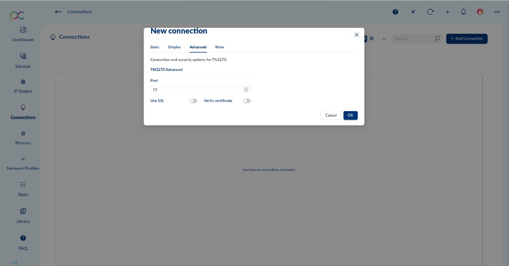 TN3270 Advanced tab