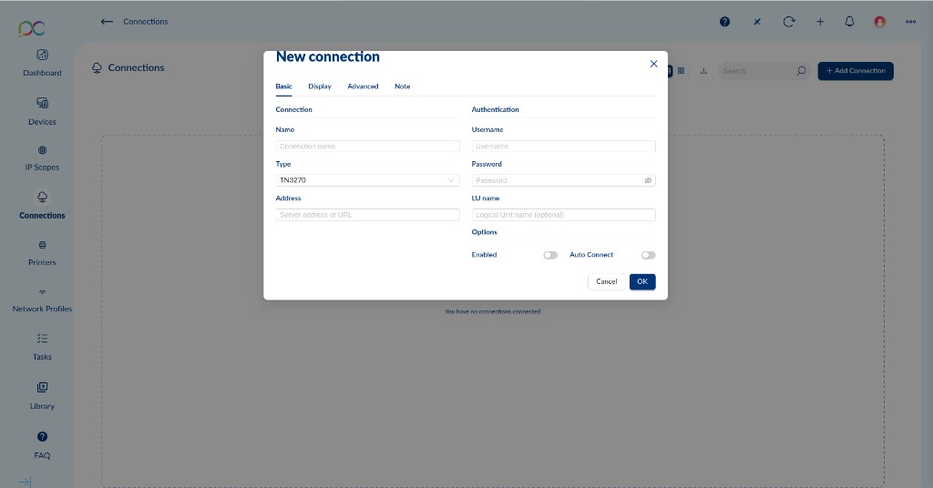 TN3270 Basic tab