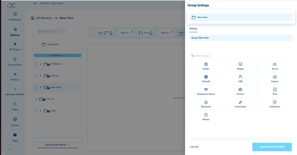 Group Settings panel