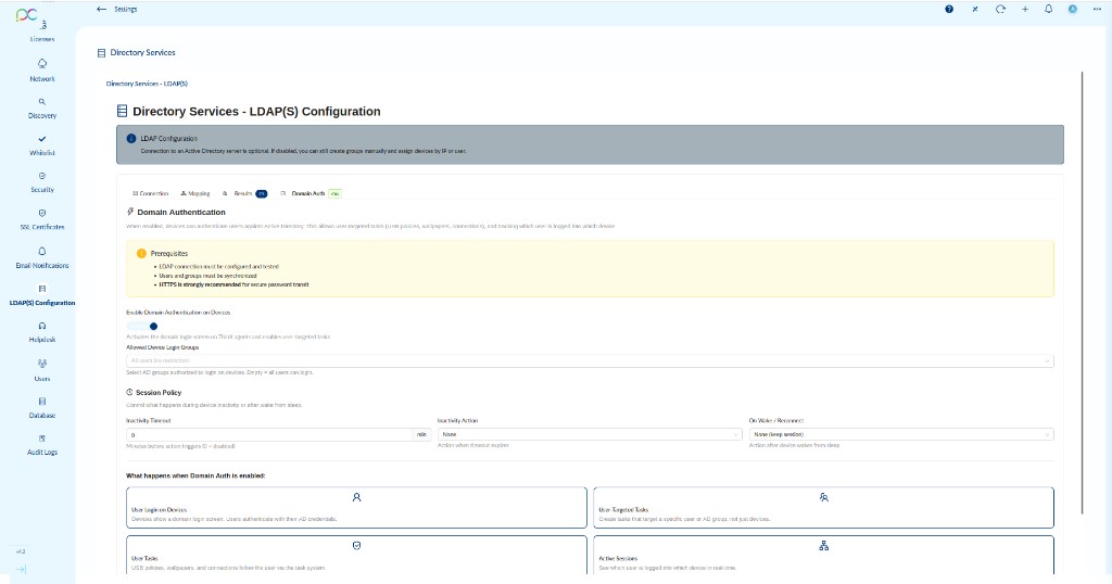 LDAP Domain Authentication tab