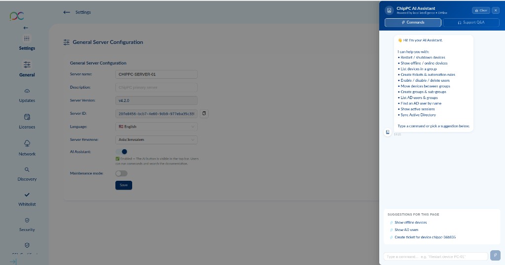 ChipPC AI Assistant panel