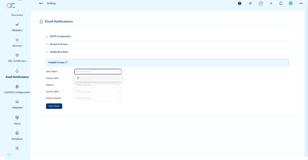 Email Notifications — Notification Rules