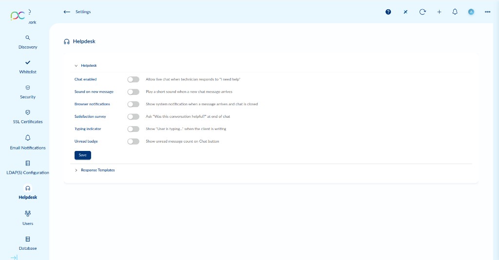 Helpdesk Chat Settings