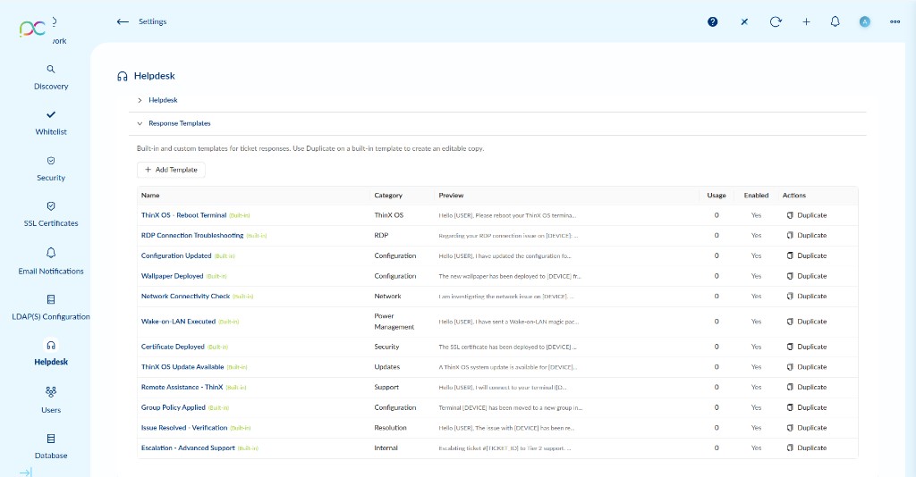 Helpdesk Response Templates
