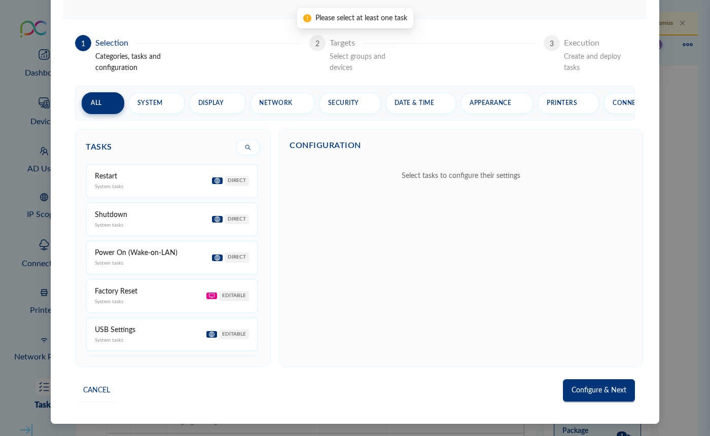 Task target selection