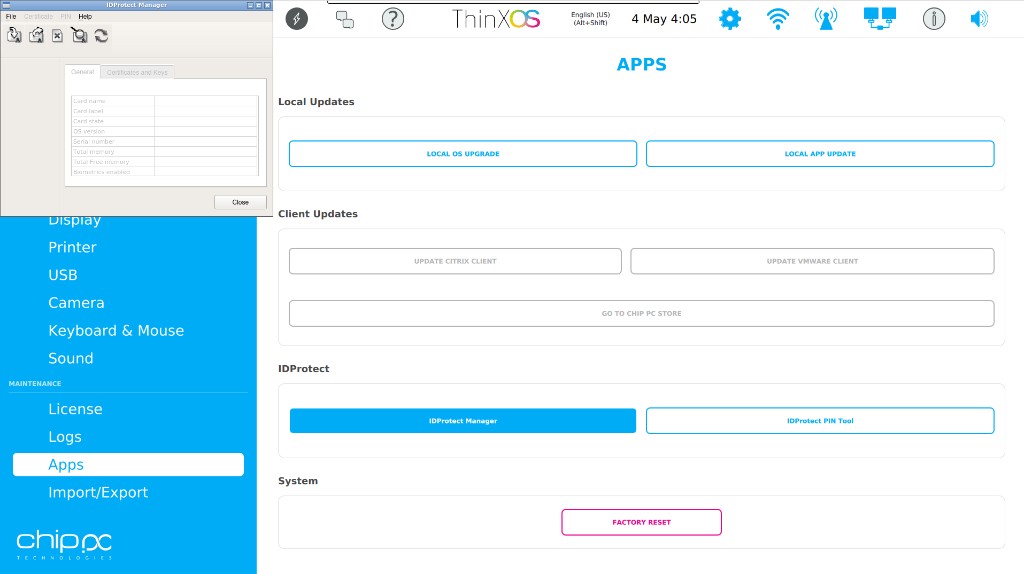 IDProtect Manager dialog