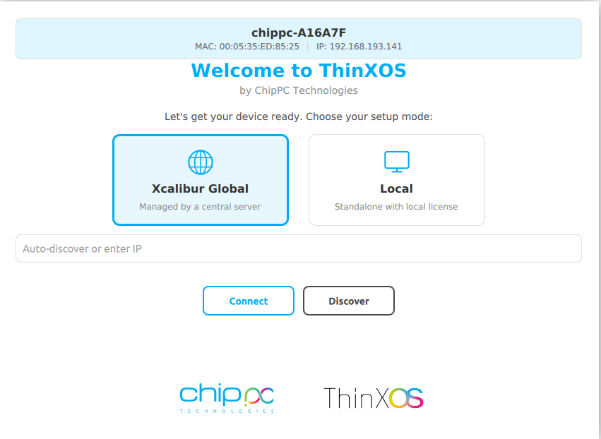 ThinX OS Setup step 1 welcome