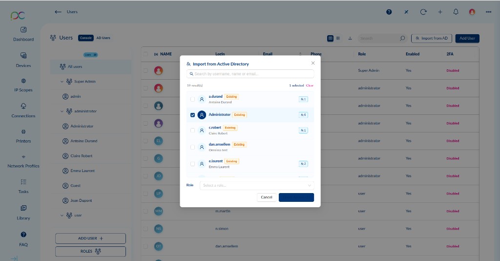 Import from Active Directory