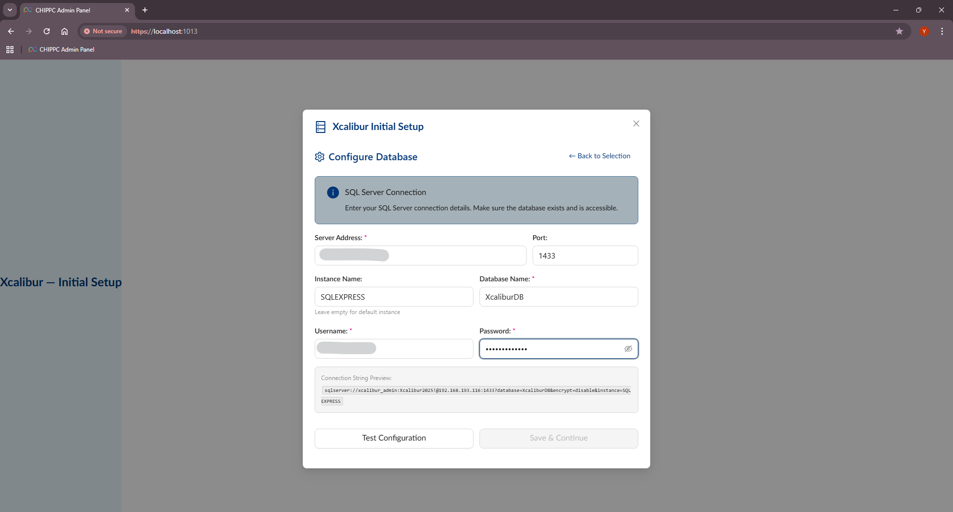 Configure Database (filled + test)
