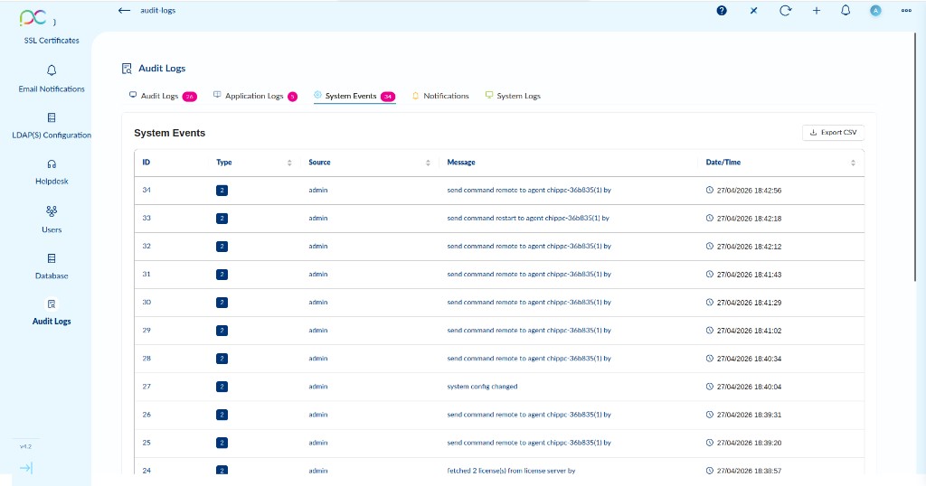 System Events tab