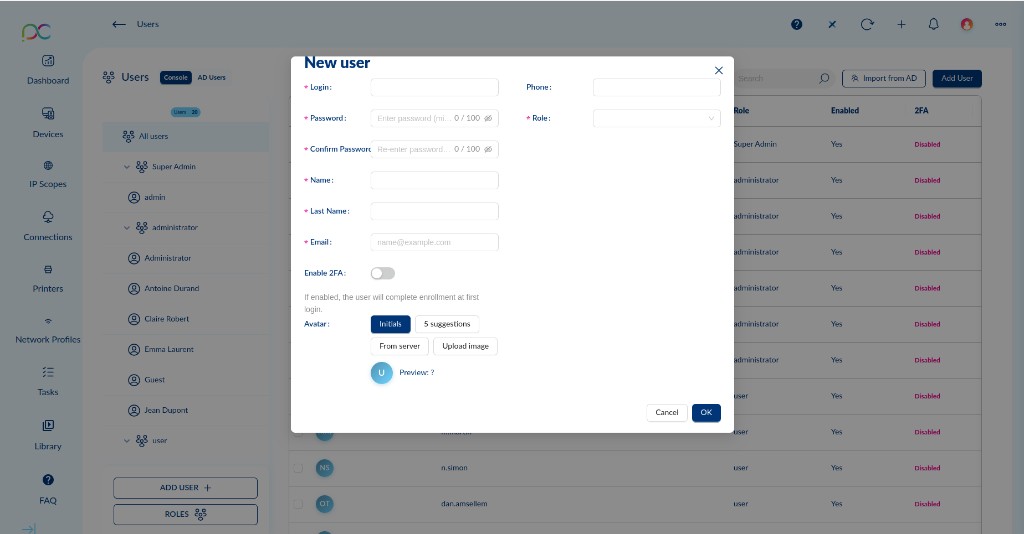 New User form