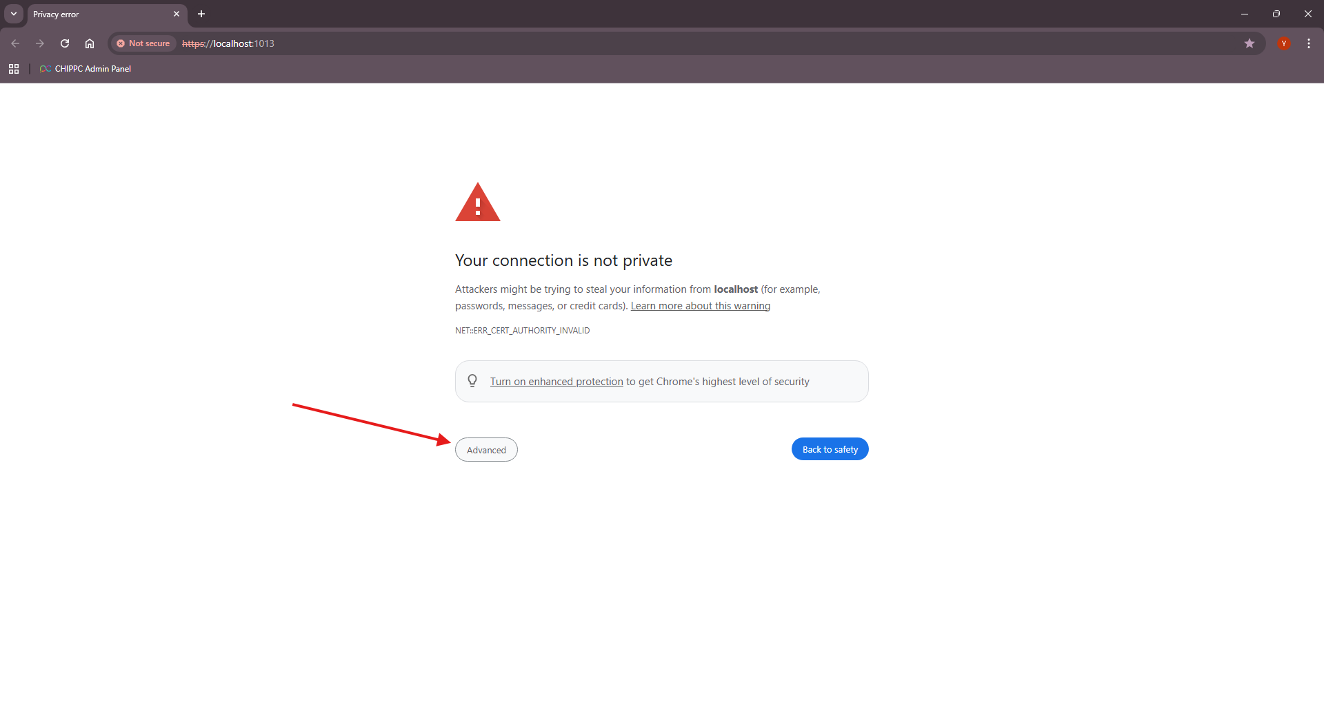 Browser SSL warning