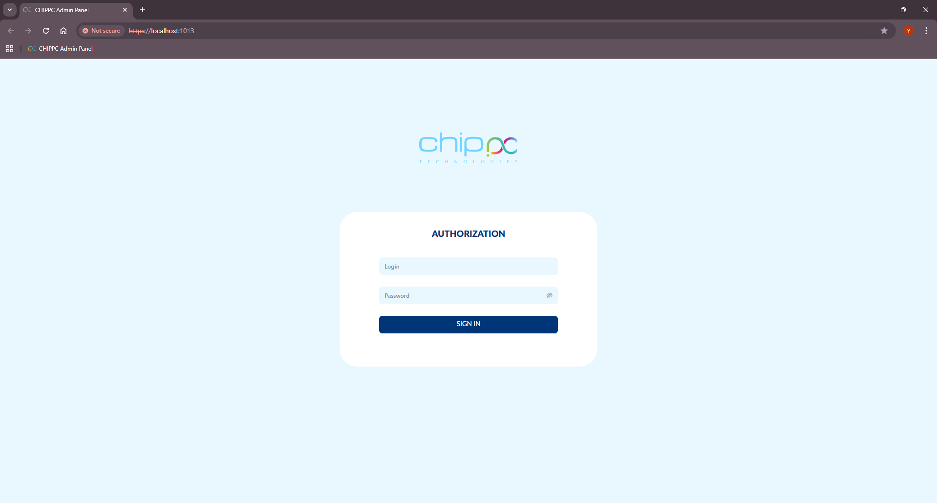Xcalibur login page